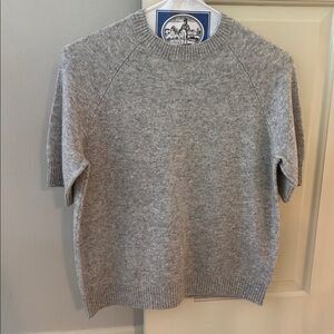 MinnieRose Cashmere Light Gray Short Sleeve Sweater